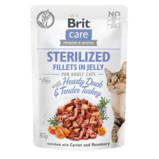 Корм вологий для кошек Brit Care Cat pouch 85 гр филе в желе утка и индейка д/стерилизованных